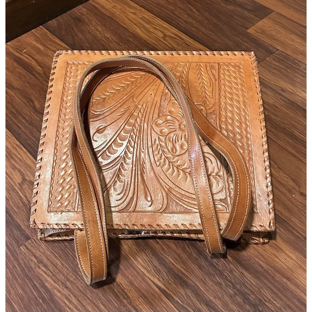 Vintage Coldwater Creek Hand Tooled Hobo Western Shoulder Bag